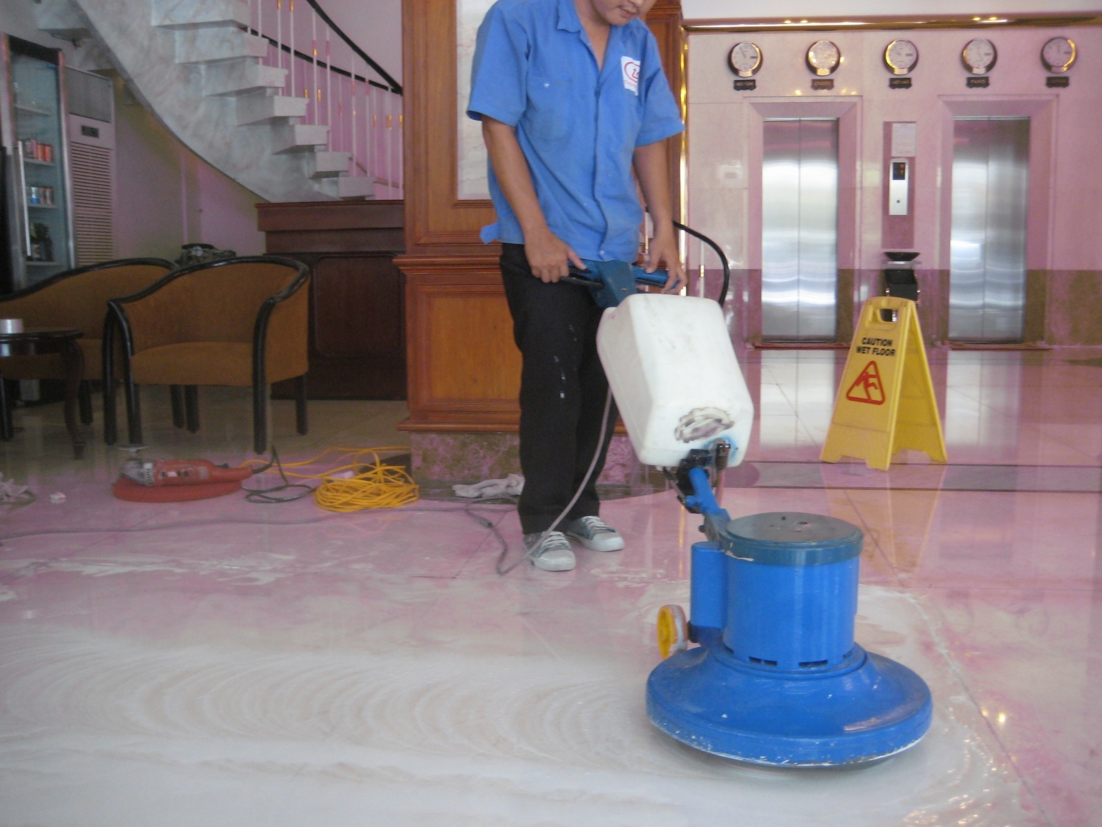 đánh bóng sàn đá, gõ, gạch