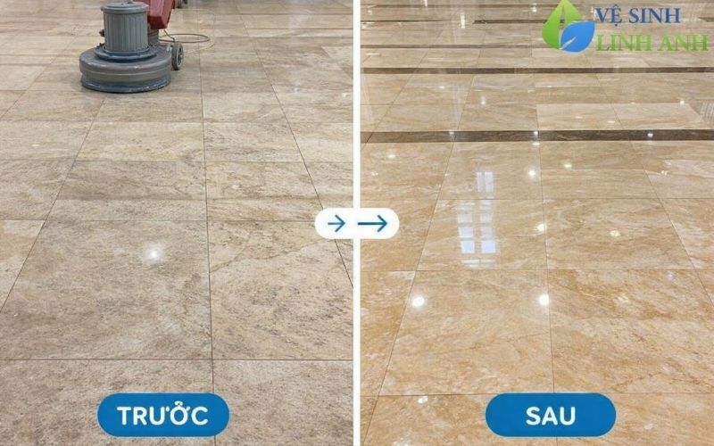 Đánh bóng phục hồi sàn đá chuyên nghiệp tại Linh Anh Clean
